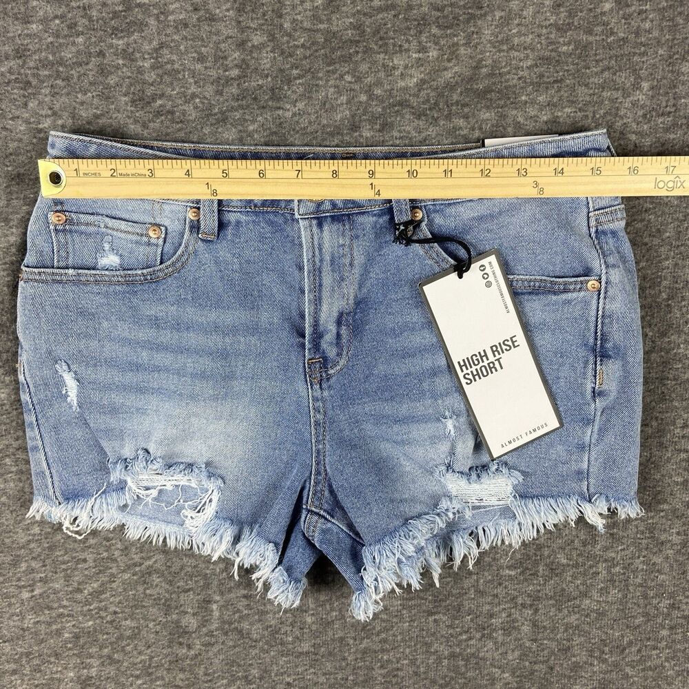 Almost Famous Cutoff Shorts Womens Juniors 9 High Rise Short Distressed Light - Picture 8 of 16